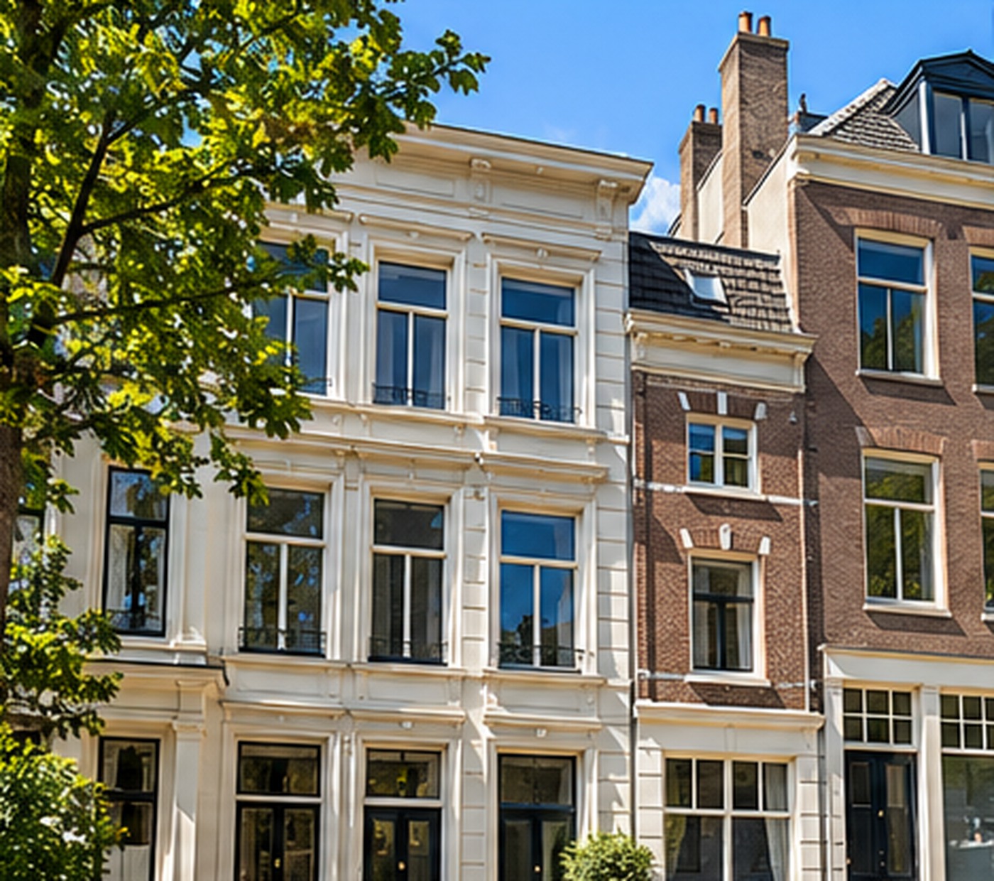 Architectuurimpressie van een klassiek Nederlands herenhuis, passend bij een ontwikkelconcept in Haarlem